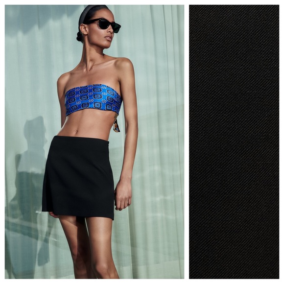 NWOT. Zara Black Viscose Blend High-Waist Short Skirt. Size XXL. - Picture 2 of 8